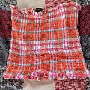 Forever 21 Coral Pink Plaid Tube Top